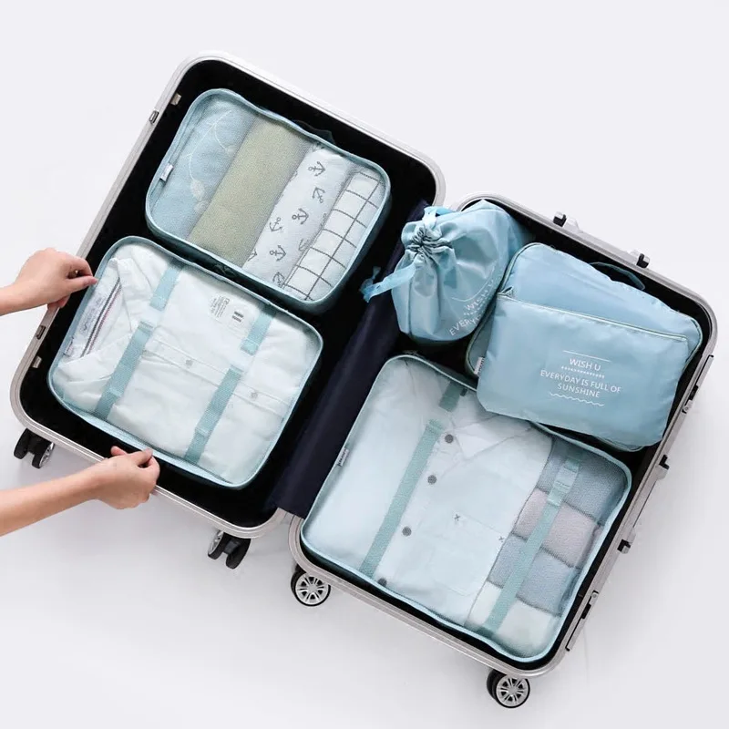 

6 Pcs Travel Waterproof Storage Bag Set For Cloth Organizer Tidy Wardrobe Suitcase Pouch Travel Organizer Bag Case Shoes Packing