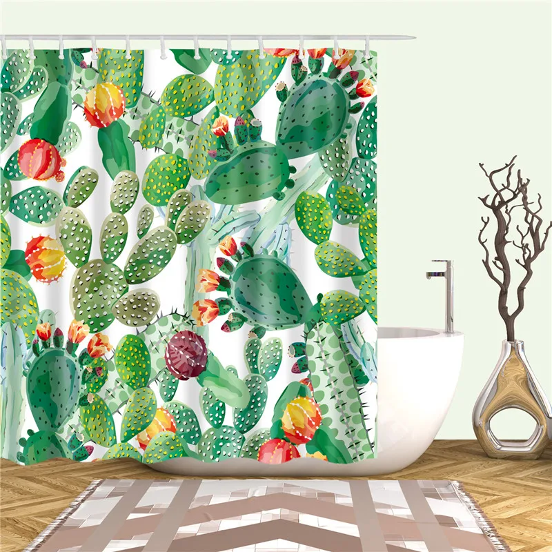 Растительный кактус печать занавеска для душа для взрослых детей ванная комната водонепроницаемый полиэстер для ванной шторы с крючками cortina de ducha - Цвет: C0652