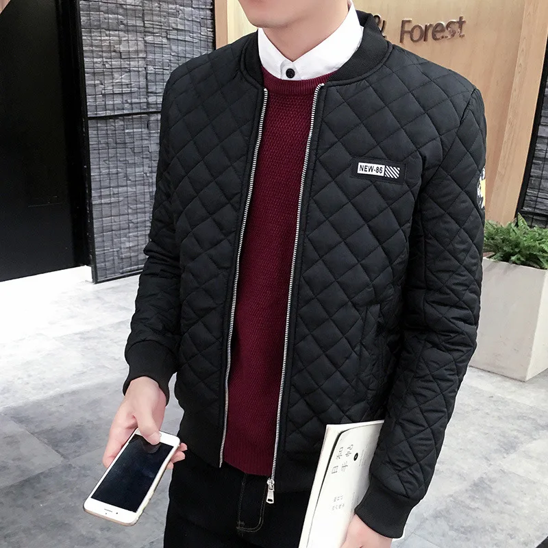 

2017 NEW Mens Autumn and winter Jackets And Coats Business Leisure Slim Fit Stand Collar Cotton Clothing Plus Size Quilted M-3XL