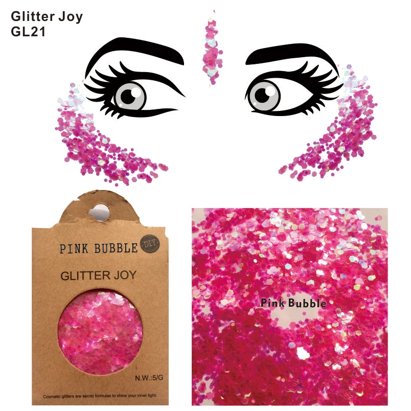 Gl21 One Pack Of Sweet Girly Pink Bubble Body Glitter Sequins Glitter