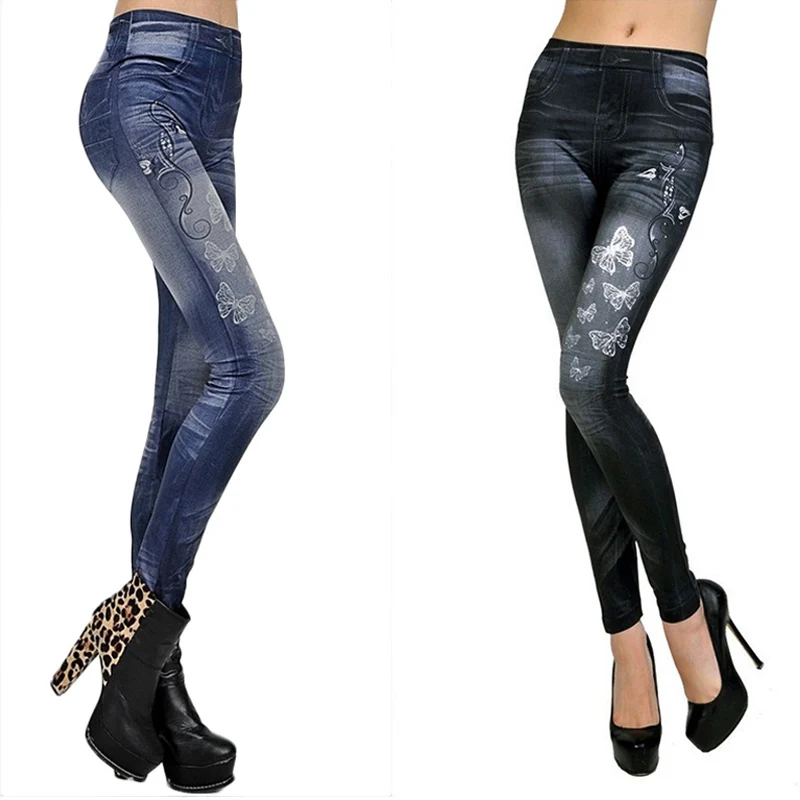 

2016 Best Goods Lady Sexy Leaf Digital Leggings Jean Models Hot Butterfly Vintage Thin High Quality Fashion Prncil Pants