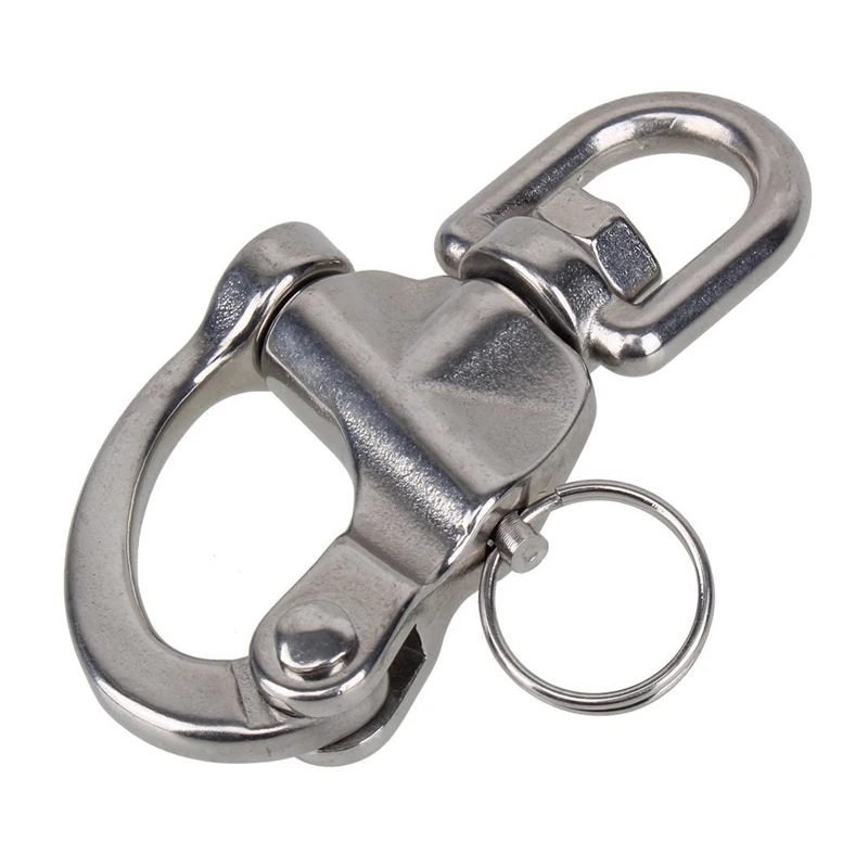 

87mm Stainless Steel Swivel Snap Shackle Eyelet Shackles with D Ring Marine Boat Rigging Hardware DTT88