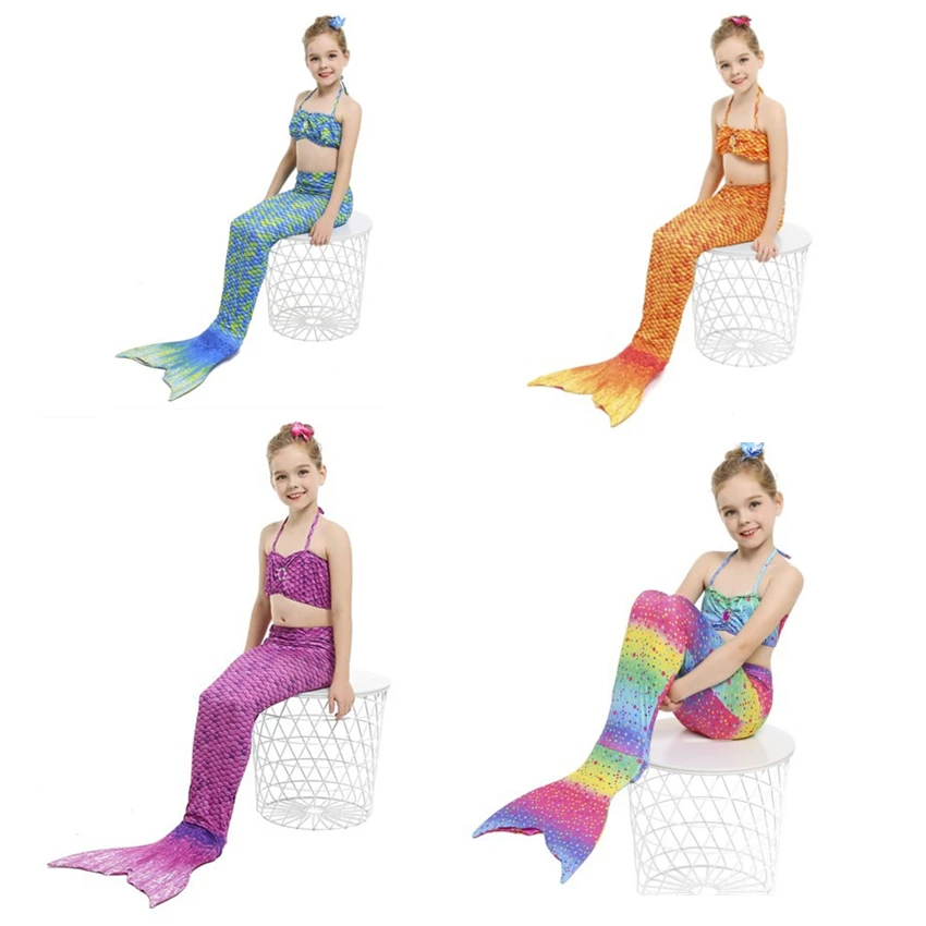 

Ariel Party Cosplay Vestido Girls The Little Mermaid Swimming Suit Princess Ariel Swim Tail 10colors Kids Swimmable Clothes