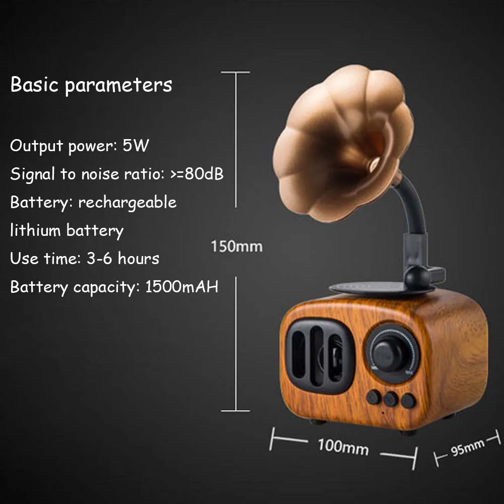 Мини Портативная Беспроводная bluetooth колонка JINSERTA деревянная в стиле ретро