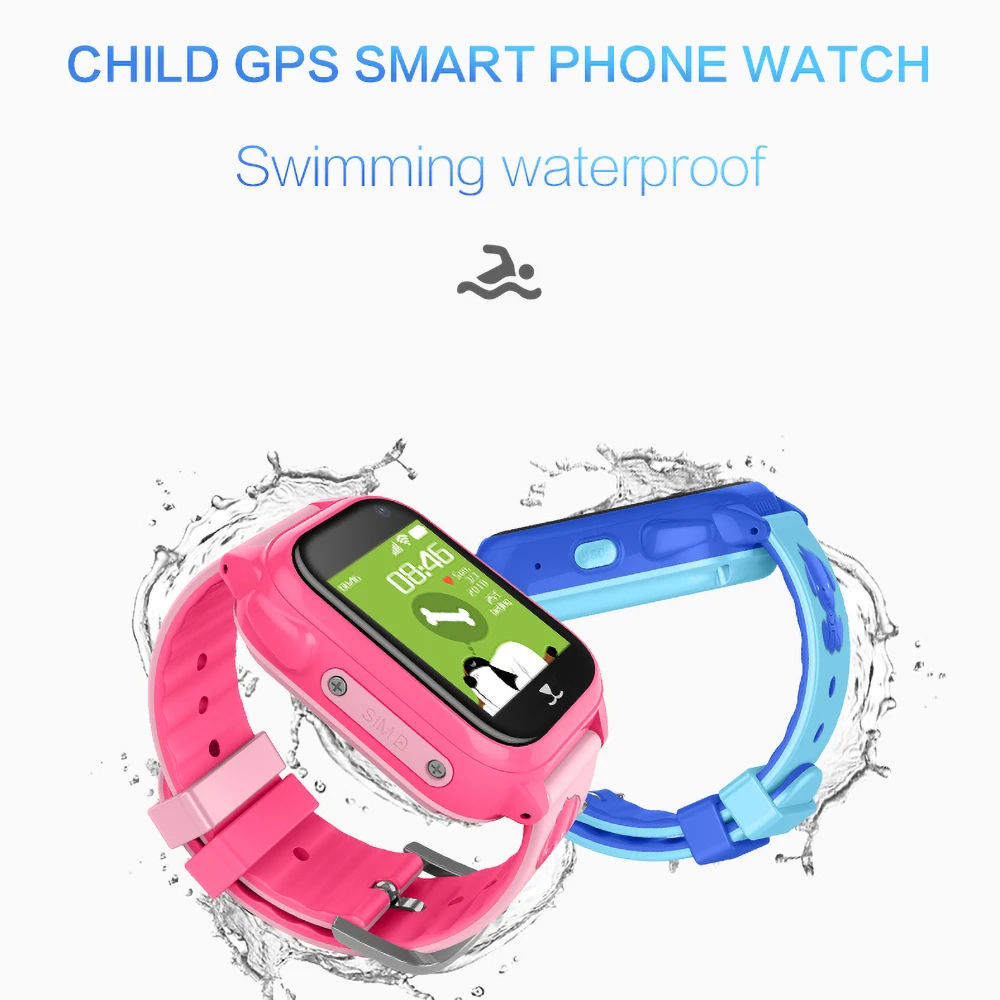 

Smart GPS Tracker Phone SOS Waterproof Smart Watch Phone kids Baby Locator Camera Anti Lost Monitor Compatible IOS & Android