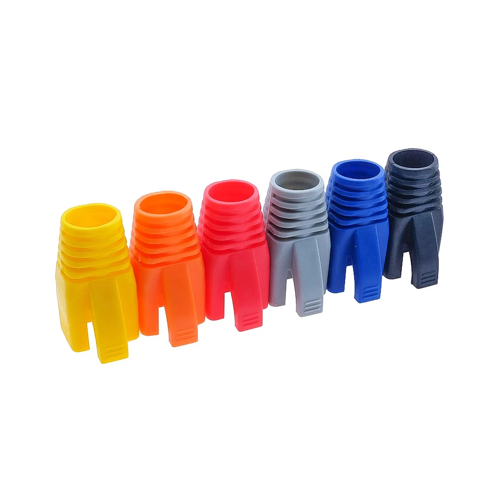 50/100x Colorful Cat6a Cat7 RJ45 Plug Ethernet Network Cable Strain Relief Boots RJ45 Plugs Socket Boot Cap RJ45 Connector