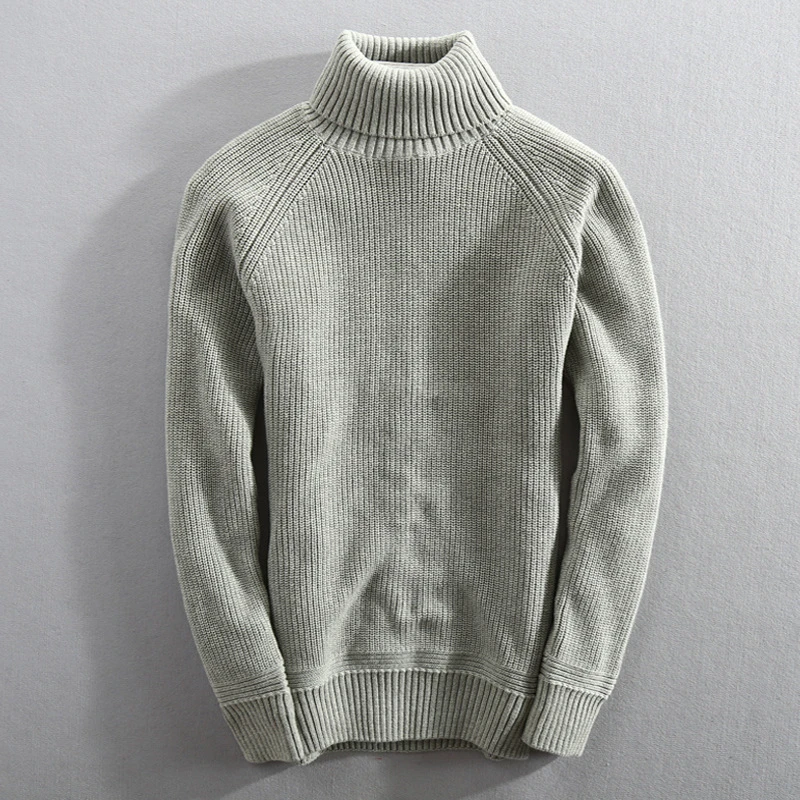 Вязаная водолазка, свитер, Мужской Хлопковый тонкий пуловер, зимний толстый трикотажный свитер, Корейская Стильная мужская одежда WY122