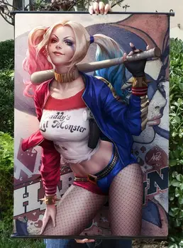 

"Batman:Clown Girl" HD Game Scrolls Poster Bar Cafes Home Decoration Banners Hanging Art Waterproof Cloth Decorative 60X90 CM