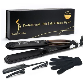 

Professional Steam Hair Straightener Flat Iron Curling Styling Tools Ceramic Wet/Dry Steam Vapor Heater Salon Hair Styling Tools