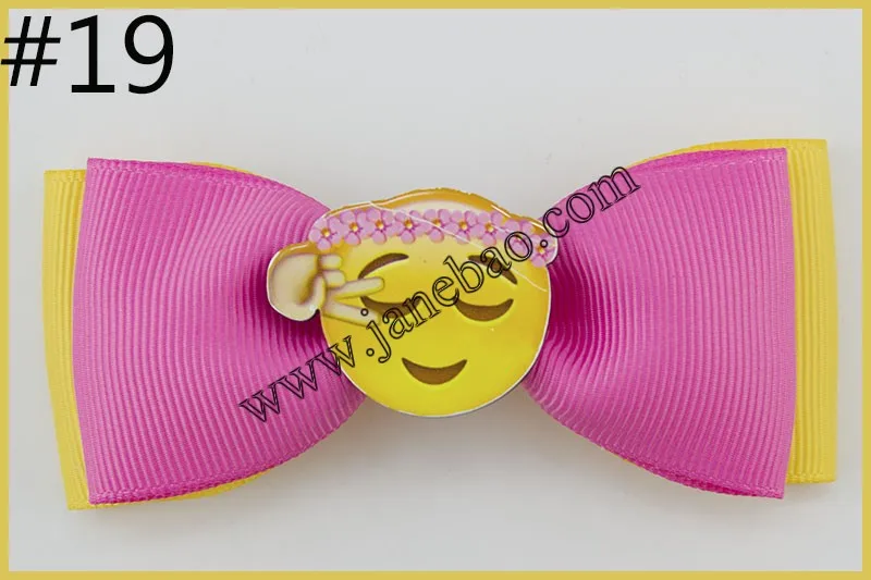 

free shipping 120pcs 4.5" Emoji Hair Bow, Girl Hair Bows, Handmade Boutique Bow, Emoji Birthday