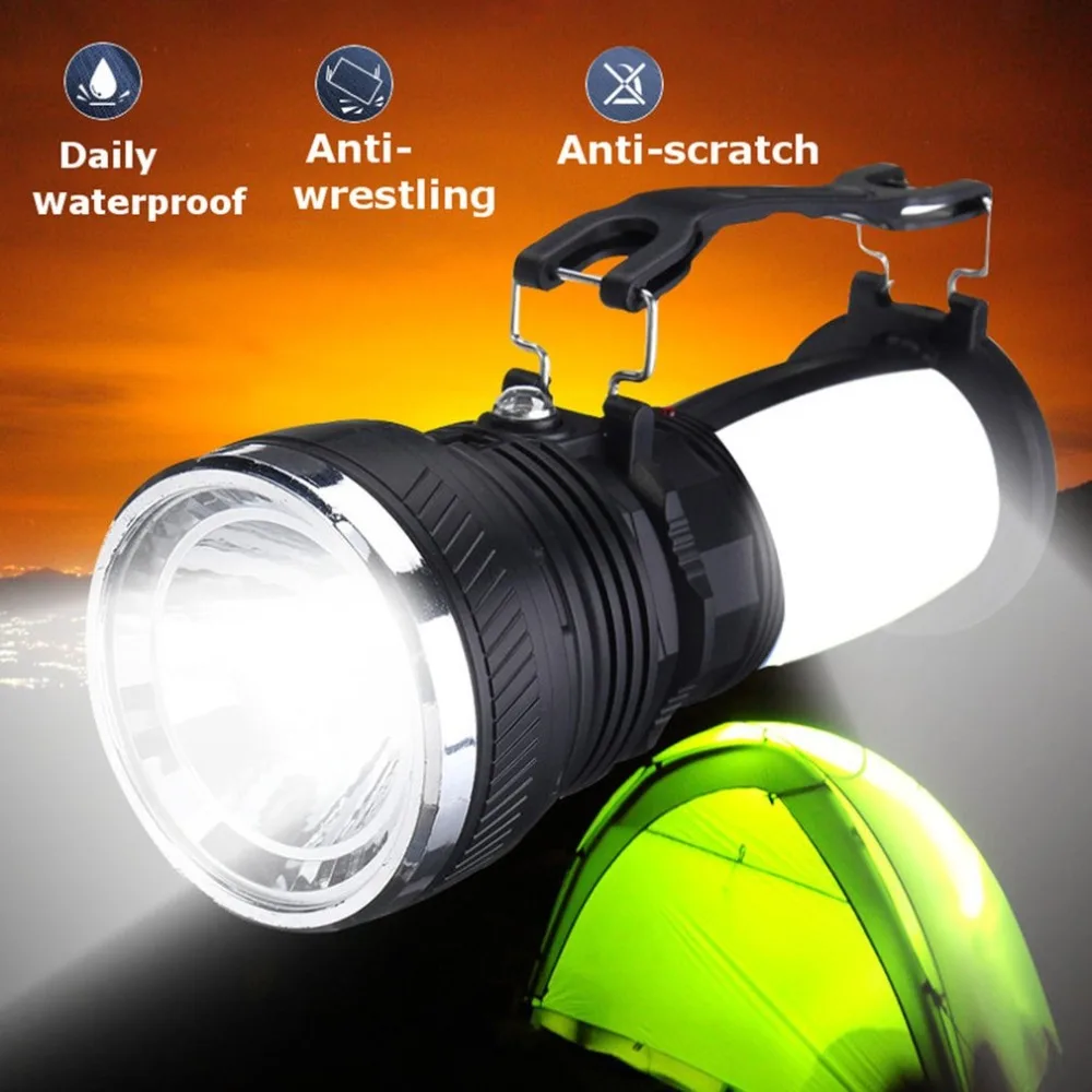 Solar Powered Flashlight Hiking Tent Lamp Camping LED Lantern Rechargeable USB