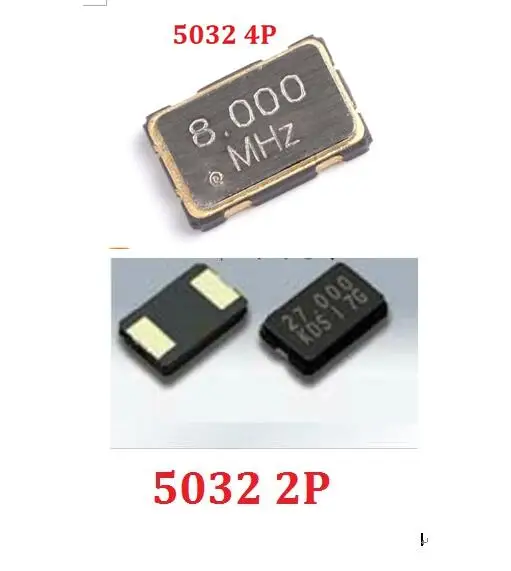 10PC 5032 2/4PIN Passive Crystal Oscillator SMD 8MHZ/10MHZ/11.0592MHZ