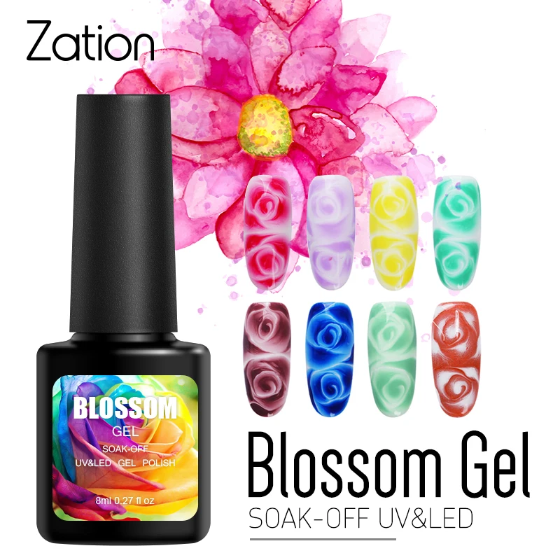 

Zation Magic Blooming Flower Effect Gel Varnish Design for Nails Soak Off UV Semi Permanent Professional Nail Gel Polish Lacquer
