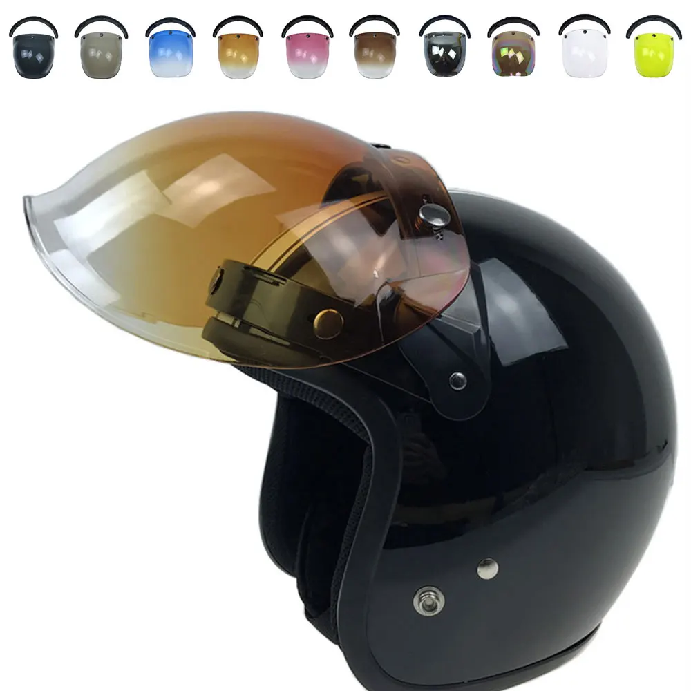 

Vehemo 3 Snap 10 Colors Vintage Durable Windshield Motorcycle Lens Bubble Visors Wind Shield Helmet Visor Retro Windscreen