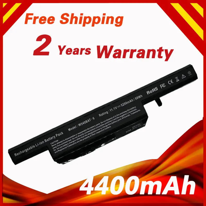 

6 Cells 4400mah 11.1v Laptop battery for Clevo W540BAT-6 W545EU W540BAT 6 W155EU W155U W550EU W550SU