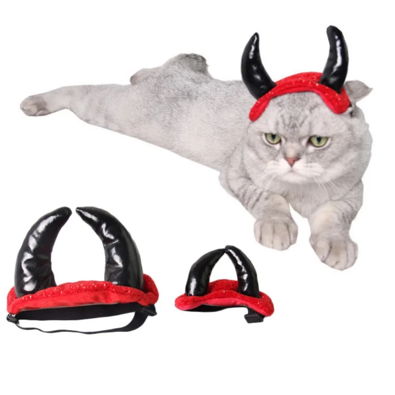 

Halloween Vampire Hat Pet Hats Funny Devil Horn Caps For Pet Cat Dog Party Cosplay Decor