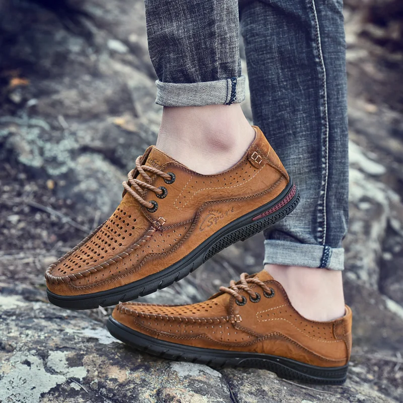

Casual suede Leather Shoes Men Genuine Leather Shoes Lightweight Non-slip Men Loafers Cow Leather handmade flats Moccasins shoes