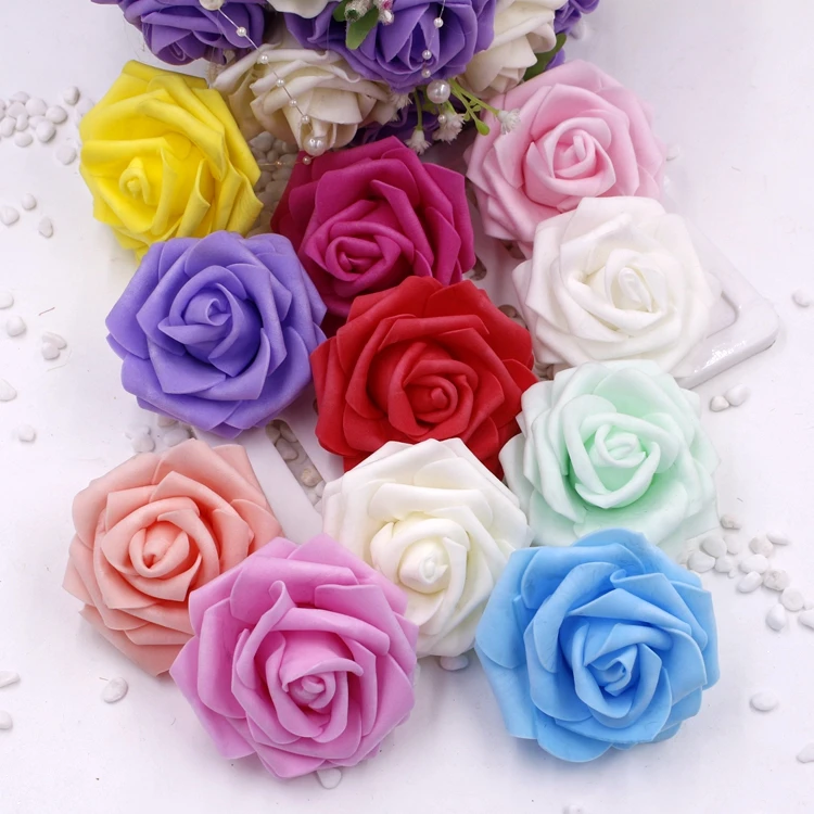 

High Quality 100pcs/Lot 6cm Foam Rose Heads Artificial Artificial Flower Heads Bouquet Wedding Decoration Festive & Party
