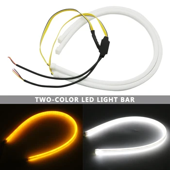 

45/60cm Flexible LED Car Daytime Running Light Flowing Amber Switchback Turn Signal Light For Toyota CHR RAV4 Auris Avensis Yari