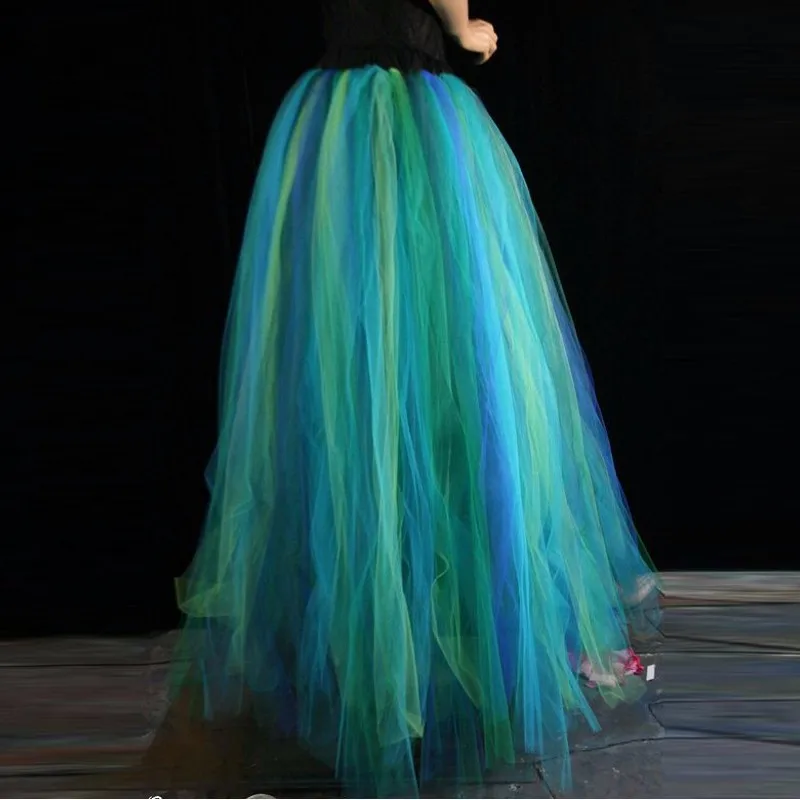 Multi Colors Long Skirt Tutu A Line Floor Length Custom Made Long Skirts Saia Longa 2018 Women