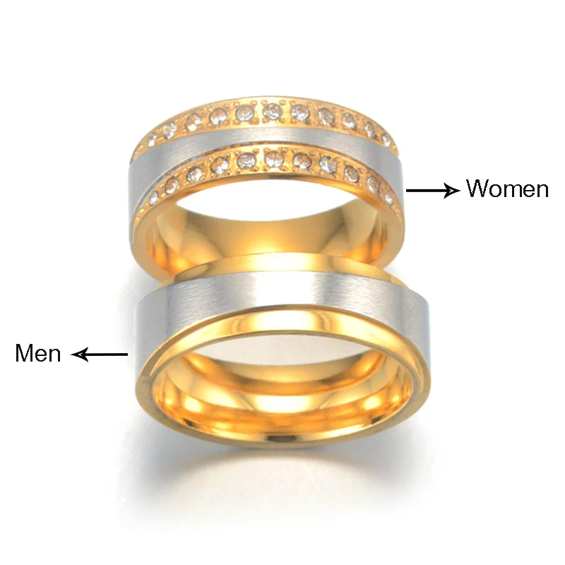 Обручальные кольца для влюбленных бижутерия Титан обручальное кольцо с кубическим цирконием Для женщин ювелирные изделия обещание любви лучший подарок Joyas - Цвет основного камня: Men