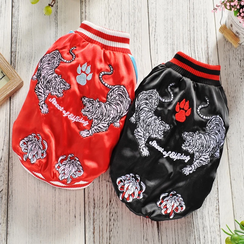 

Embroidery Senior Jackets For Dogs Tradition Chinese Pet Winter New Coat Warm Pet Puppy Clothes For Pug Pitbull French Bulldogs