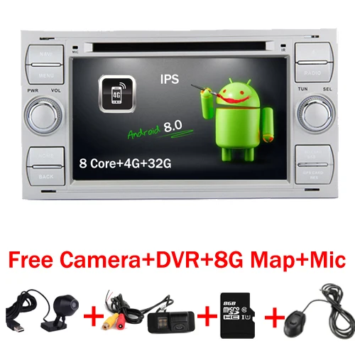7 &quotСеребряное пианино Android 8 0 автомобильный DVD GPS Радио для Ford Focus Kuga Transit Fusion GALAXY 4G