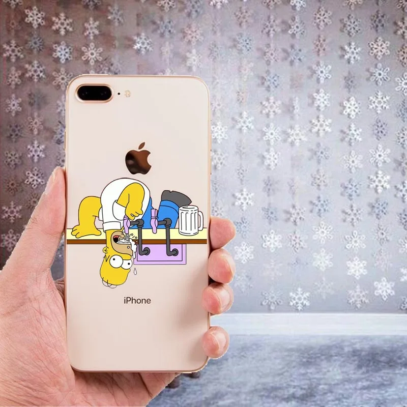 Мягкий чехол LISHE The Simpson из ТПУ для iPhone 11, 11Pro, 5, 5S, SE, 6, XS, Max, 7, 8 Plus, XR, забавный, прозрачный, высококачественный чехол - Цвет: TPU