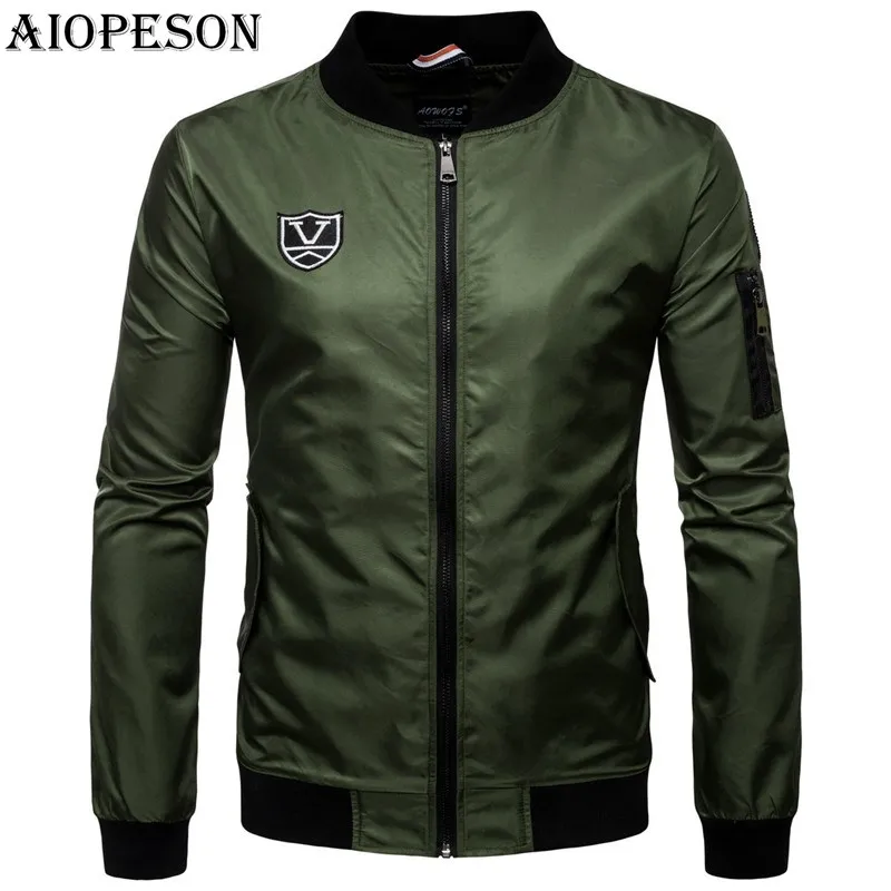 

AIOPESON 2018 New Arrival Spring Fashion Mens Jacket Rain Prevention Solid Appliques Jackets Casual Stand Collar Jacket Men 5XL