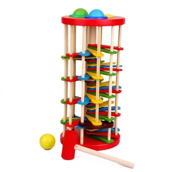 

Wooden Toys Batting Ladder Hand Knock The Ball Montessori Mathematics Early Educational Colorful Toys For Children Kids Baby