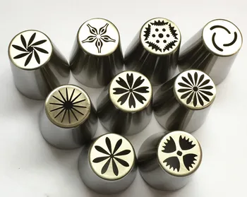 

2016 New 9PCS/SET Big Size Russian Tulip Stainless Steel Icing Piping Nozzles Tips Russia Nozzl DIY Stainless Pastry Tips