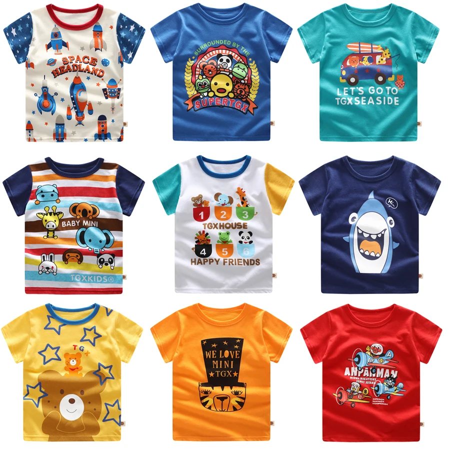 New Boys T Shirt Popular Style Cotton Short Sleeved T Shirt Printing Kidss Cartoon Gray Kids Boys Childs Clothes