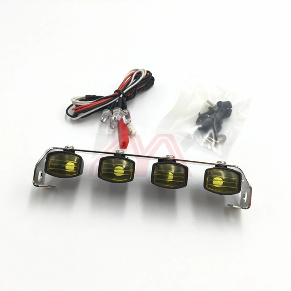 

Metal roof lamp bracket w/ 4pcs square led lights assembly for 1/10 scale rc car axial scx10 wraith jeep wrangler D90 toys car