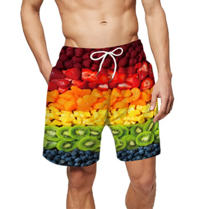 18 цветов, мужские шорты кэжуал, 3D принт с фруктами, короткие пляжные шорты с эластичной резинкой на талии, спортивные штаны, домашняя одежда, шорты для мальчиков