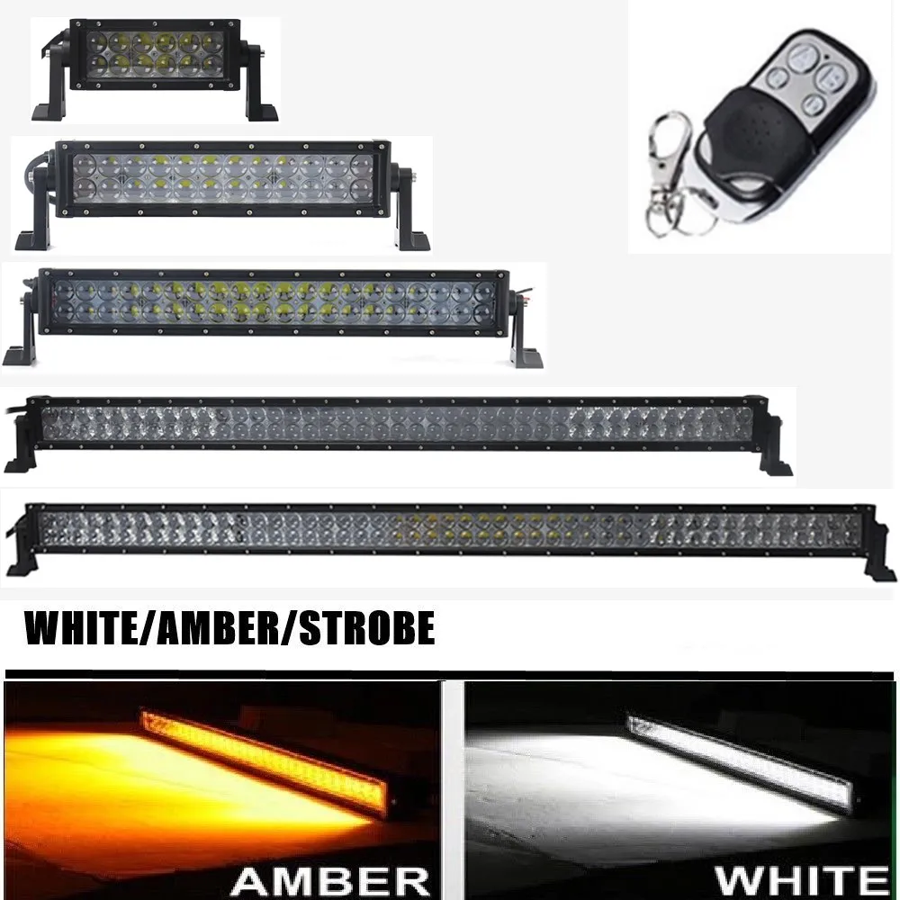 Remote Control Flashing 4D White Amber Led Light Bar 72W 120W 180W 300W