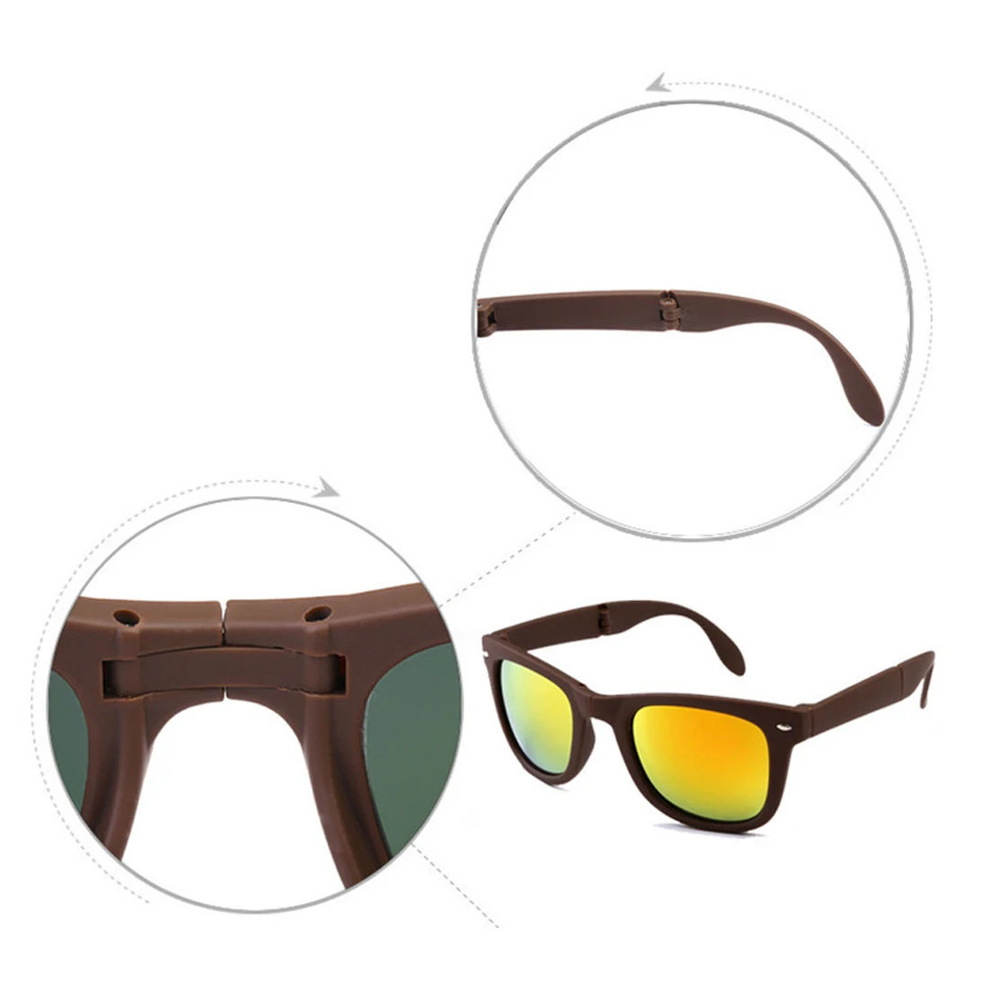 

Unisex Foldable Sunglasses With Original Box Folding Glasses With Case Brand Designer Mirrored Transparent Sun Glasses Folded
