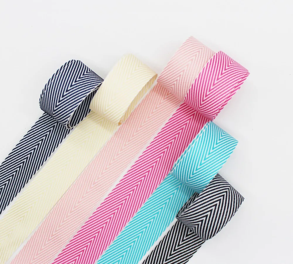 

Double Sided Striped Herringbone Chevron Ribbon Woven Tapes 1.5" 38MM 1 Inch 25MM Pink Blue Navy Cream Hot Pink Black and White