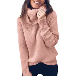 JAYCOSIN 1 шт. Для женщин свитер осень-зима сплошной акрил водолазка с длинными рукавами вязаный свитер джемпер пуловер Блуза Топ z1031