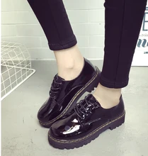 Women Oxfords 2016 Spring New Plain PU Patent Leather Casual Shoes Woman Flats Platform Shoe For Autumn Size 35-39