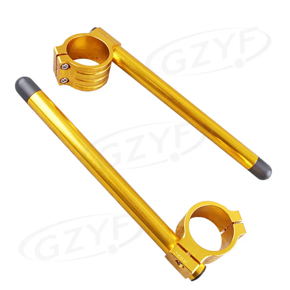 2PCS 50MM CNC Handlebar Fork Tube Clip-ons Handle Bar Universal 22mm 7/8" for Suzuki Honda Yamaha Kawasaki Aprilia Gold