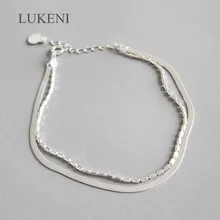 Lukeni Лидер продаж S925 стерлингового серебра личности двойной слой Серебряный Браслеты для девушки, чтобы подарок ювелирные изделия