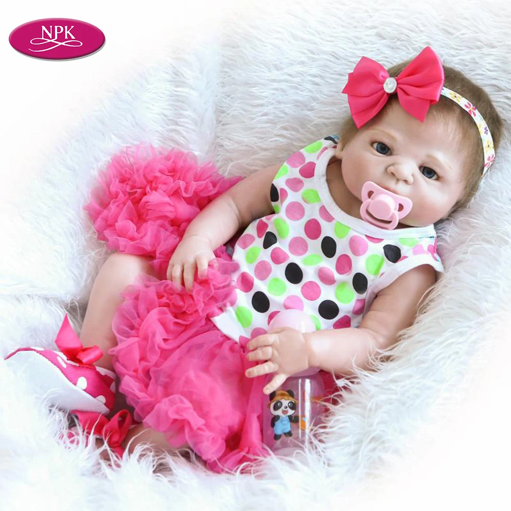 

NPK 23" Super Realistic Simulation Girl Dolls Toy Soft Full Body Vinyl Reborn Baby Doll bebe reborn com corpo de silicone Menina