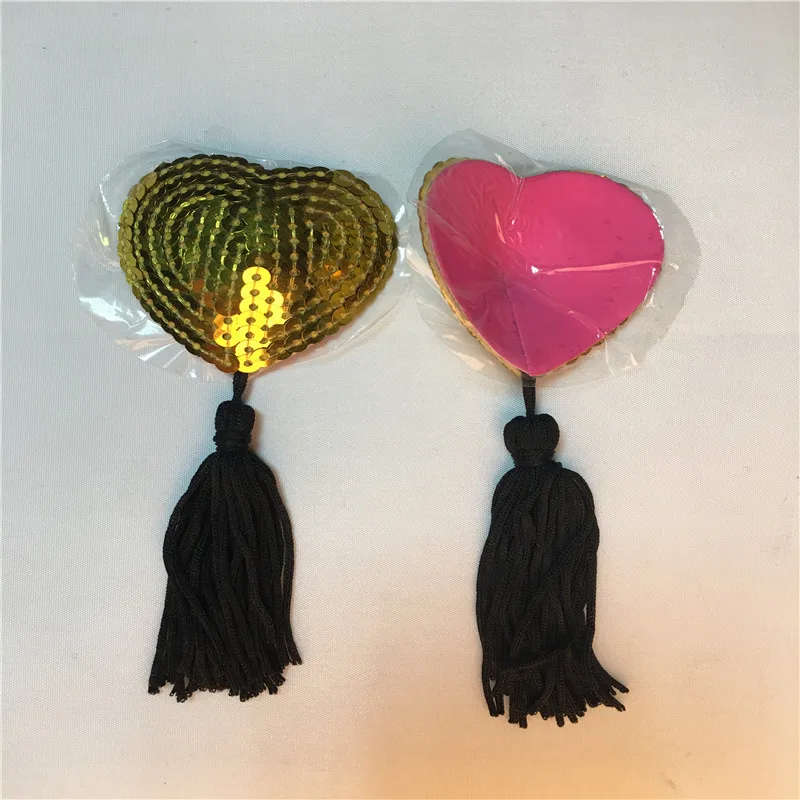 Сексуальные Sequin Tassel Heart-shaped self-липкие накладки на соски/Sequin нагрудные страсти