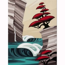 Полный квадратный алмаз 5D DIY Алмазная картина фото на заказ "мультяшный пейзаж Брук дерево" 3D вышивка крестиком Мозаика Декор