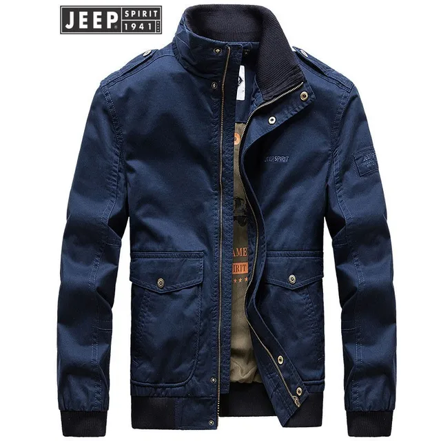 JEEP SPIRIT New Autumn Cargo Jackets Coats Man Stand Collar Cotton ...