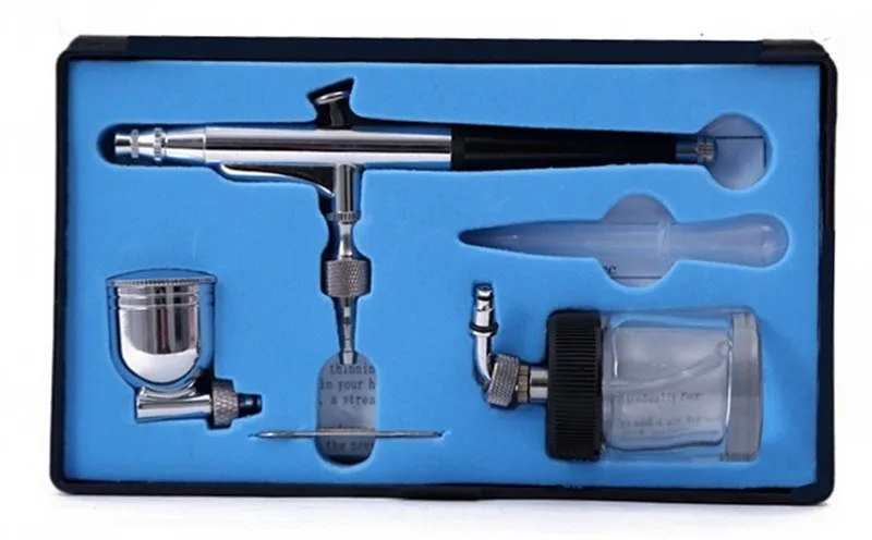 

0.3mm Dual Action AirBrush Spray Gun Kit Set with two cups for hobby Model T-shirt general airbrushing free shipping hot sale