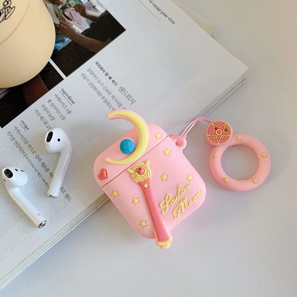 Чехол для AirPods 1/2 с милым рисунком Сейлор Мун, чехол для наушников для Apple Airpods 2, Мягкий защитный чехол Fundas с кольцом на палец - Цвет: A1