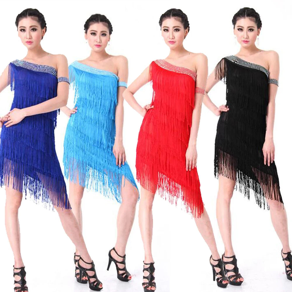 6 colors Adult Latin dance performance dance wear Women Tassels Lady