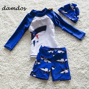 

Bikini 2019 Boys Swimsuit Kids Swim Wear Children Swimwear Flamingos Pattern Beach Dress Bathing Suit Baby Split suit Cap
