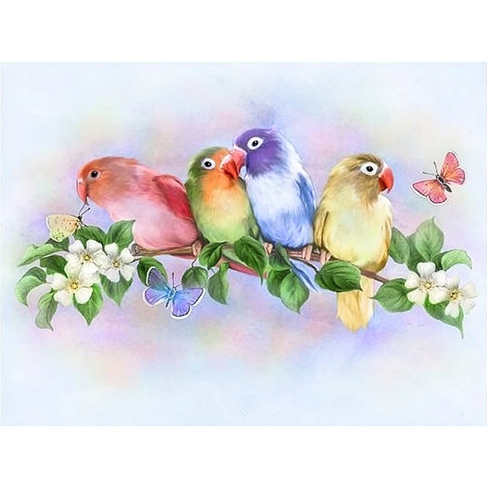 

DIY 5D Diamond embroidery painting Four colored birds picture of rhinestones embroidery with diamond mosaic Home Decor gifts